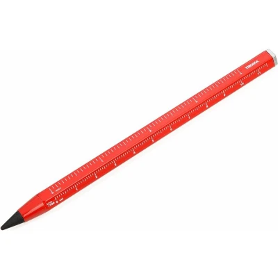 Afbeelding van Troika Multitasking potlood met CONSTRUCTION look liniaal (ROOD)