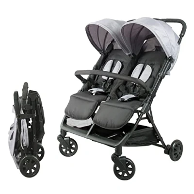 Afbeelding van Bambisol DS209 GRIJS ZWART Dubbele kinderwagen naast elkaar Voor tweelingen vanaf de geboor...