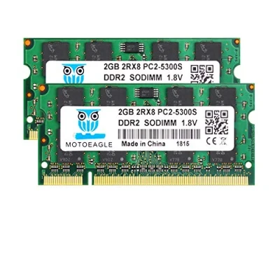 Afbeelding van DDR2 667MHz PC2 5300S 4 GB (2 x 2 GB) SODIMM 667 2GB 5300 200 Pin CL5 laptop RAM geheugen