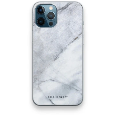 Afbeelding van Case Company® hoesje geschikt voor iPhone 12 Pro Witte marmer Soft Cover Telefoonhoesje Bescherming aan alle Kanten en Schermrand