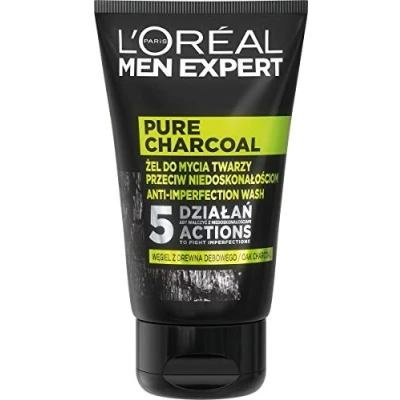 Afbeelding van L&#039;Oréal Paris, Reiniging van het gezicht, L&#039;Oreal Men Expert Face Wash Tegen Onzuiverheden Puur Houtskool 100Ml (Gel, 100 ml)