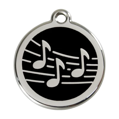 Afbeelding van Music Black roestvrijstalen hondenpenning large/groot dia. 3,8 cm RedDingo
