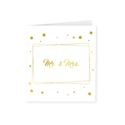 Afbeelding van Gold white cards Mr &amp; Mrs