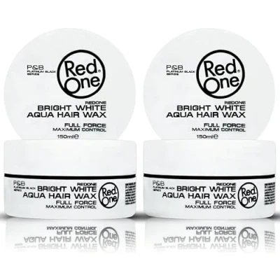 Afbeelding van RedOne Waterhaarwax wit 150 ml randcontrole ultra grip haarwax voor mannen en vrouwen aardbeigeur maximale controle 2 stuks