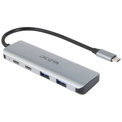 Afbeelding van Dicota USB C (USB 3.2 Gen 2) multiport hub 4 poorten Met aluminium behuizing, stekker Zilver