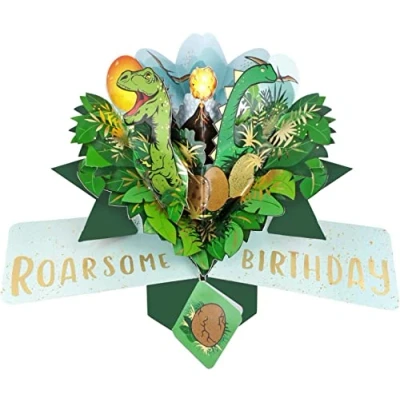 Afbeelding van 3D Pop up wenskaart met envelop Roarsome Birthday Dinosaur