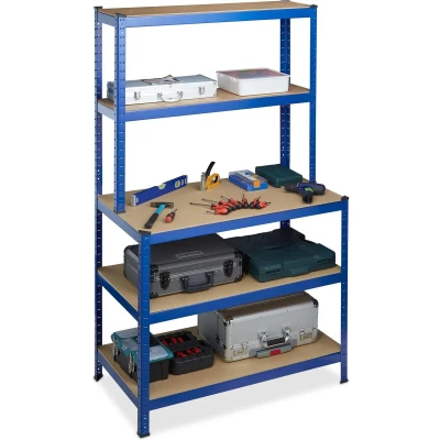 Afbeelding van Relaxdays stellingkast met werkbank opbergrek stelling 900 kg legbordstelling