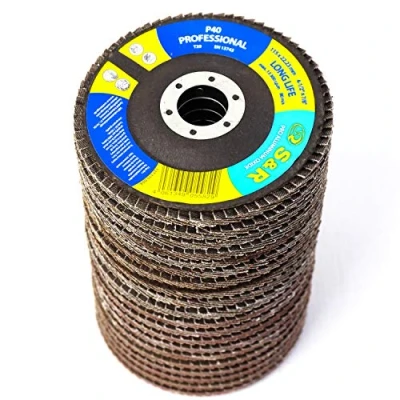 Afbeelding van S&amp;R 20 lamellenslijpschijven 115 voor hout metaal: schijven 5 x elke korrel: P40 / 60/80/120. Schuurschijf slijpmachine.