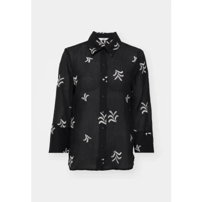 Afbeelding van JDY Jdytheo 7/8 Embroidery Overhemdblouse black/sandshell, Dames, Maat: Small, Black/sandshell