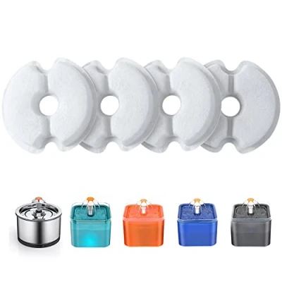 Afbeelding van Yiupea Set van 4 filters voor waterfontein 2 l, 2,5 67 oz en 84 oz, actieve kool katoen hars met drievoudige filtratie
