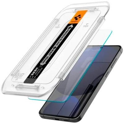 Afbeelding van Spigen Glas.tR EZ Fit gehard glas voor Samsung Galaxy S24 FE, 2 stuks, eenvoudige installatie, hardheid 9H, krasbestendig, displaybescherming