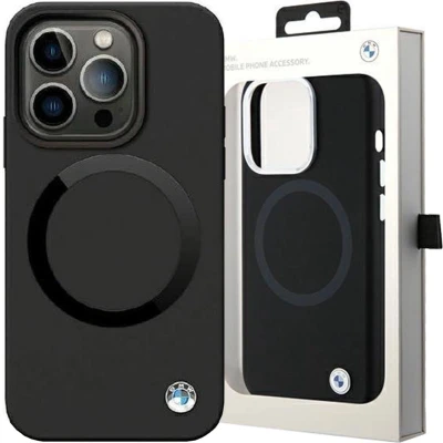 Afbeelding van iPhone 14 Pro Max Backcase hoesje BMW Effen Zwart Silicone