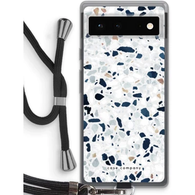 Afbeelding van Case Company® hoesje met Koord geschikt voor Google Pixel 6 Terrazzo N1 Telefoonhoesje Zwart Bescherming aan alle Kanten en Over de Schermrand