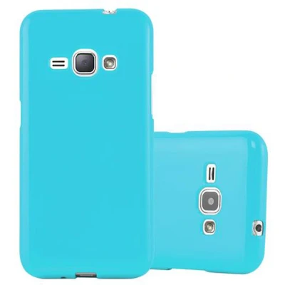 Afbeelding van Cadorabo Hoesje geschikt voor Samsung Galaxy J1 2015 in JELLY LICHT BLAUW Beschermhoes gemaakt van flexibel TPU silicone Case Cover
