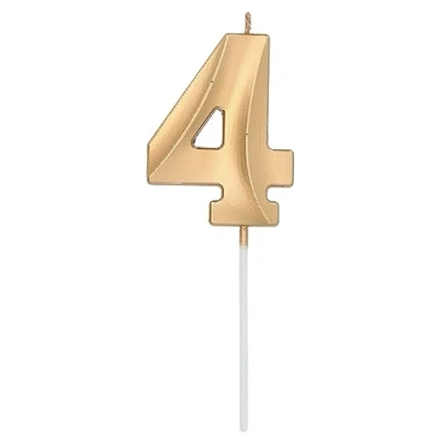 Afbeelding van Folat Kaars cijfer 4 glamour goud metallic 7 cm