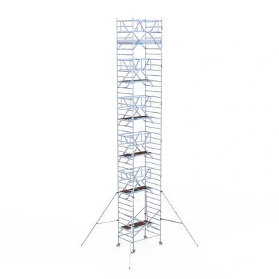 Afbeelding van Pro alu rolsteiger 135x190x13.20m werkhoogte carbondeck incl. dubbele voorloopleuning