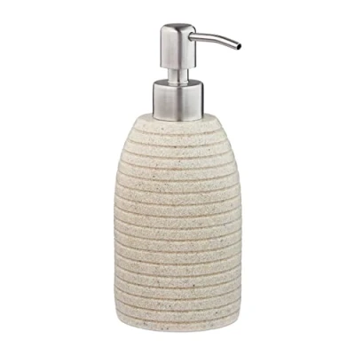 Afbeelding van Relaxdays zeeppompje badkamer zeepdispenser navulbaar 300 ml handzeeppompje Zand