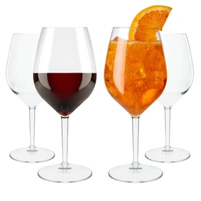 Afbeelding van Premium wijnglazen van plastic (Tritan), 4 delige set, 51 cl, vaatwasmachinebestendig, onbreekbaar, BPA vrij, gebruikt: evenementen, feesten, picknick, camping