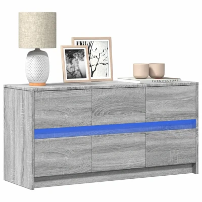 Afbeelding van Tv meubel met LED 100x34x50 cm bewerkt hout grijs sonoma eiken