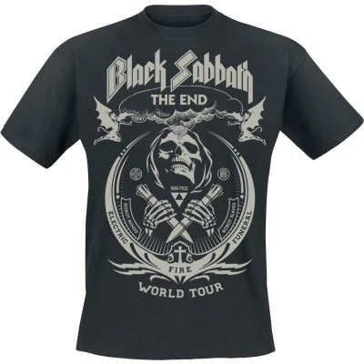 Afbeelding van Black Sabbath The End Grim Reaper T shirt voor heren, korte mouwen, zwart, zwart.