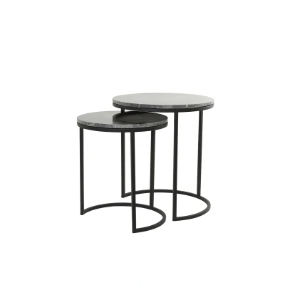 Afbeelding van Light &amp; Living Bijzettafel ALFIO Ø49x53.5cm Bruin Set van 2