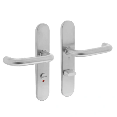 Afbeelding van Intersteel Deurkruk Rond op schild toilet /badkamersluiting 63 mm rvs geborsteld