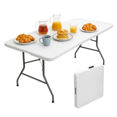 Afbeelding van Brigros Klaptafel voor de tuin, perfect als campingtafel, buffet, keuken klaptafels met ruimtebesparende handgreep (180 x 70 74)