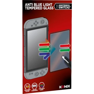 Afbeelding van Konix Protection d&#039;écran verre trempé pour console Nintendo Switch 2 Anti lumière bleue bulle Indice de dureté 9 h 100% transparent
