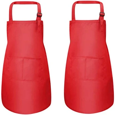 Afbeelding van 2 Stks Kids Schort met Zakken, Verstelbare Kinderen Chef Aprons voor Jongens Meisjes, Peuter Keuken Koken Tuin Bib Aprons, Artist Bakken Crafting Schilderen BBQ (7 13 Leeftijd) 46 x 62cm Rood