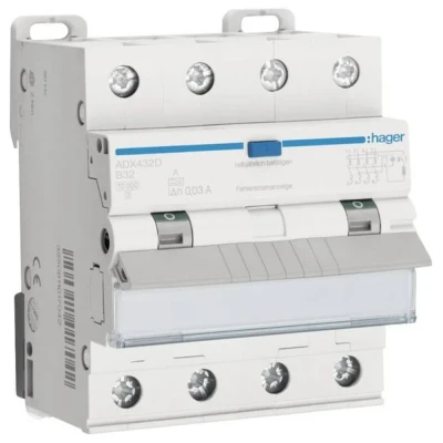 Afbeelding van Hager ADX432D Aardlekschakelaar/zekeringautomaat 4 polig 32 A 0.03 400 V