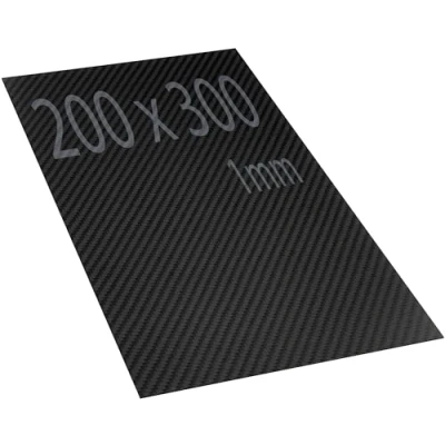 Afbeelding van koolstofvezelplaat 200 x 300 mm, 1 mm dik, 3K koolstofvezelplaat, mat, sterk en hoge hardheid, voor CNC snijden,