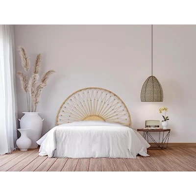 Afbeelding van Hoofdbord 140 cm Rotan Natuurlijk SOLIA L 145 x H 135 D 4