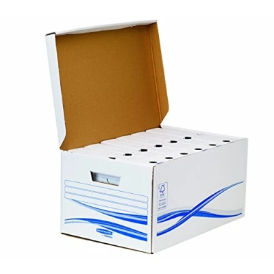 Image de Fellowes BANKERS BOX Bundle Basic Carton de Rangement A4 Blanc 1 Conteneur Maxi Et 6 Boites d&#039;Archives dos 80mm