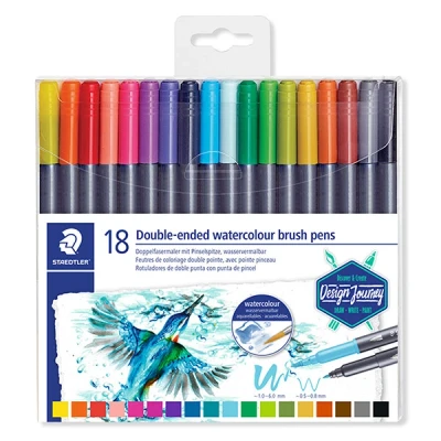 Image de Staedtler 3001 feutres de coloriage aquarellables à double pointe (18 pièces)