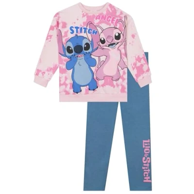 Afbeelding van Disney Stitch meisjesset Angel sets voor meisjes meisjestrui en broek 5 tot 13 jaar, Roze
