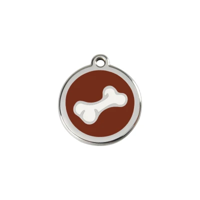 Afbeelding van Comic Bone Brown roestvrijstalen hondenpenning small/klein dia. 2 cm RedDingo