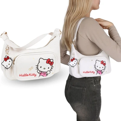 Afbeelding van Hello Kitty Witte baguette tas, schoudertas 25x14x7cm