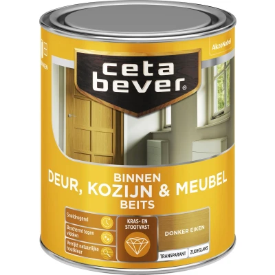 Afbeelding van Ceta Bever Binnenbeits Deur, Kozijn &amp; Meubel Zijdeglans Donker Eiken 0109 0,75 liter Blanke lak Beits