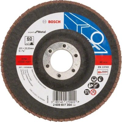 Image de BOSCH 2608607354 disque à lamelles X551 Expert pour métal, diamètre 125 mm, grain 60, type droit