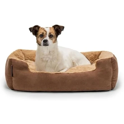 Afbeelding van lionto Hondenbed, hondenkussen, hondenmand, omkeerbaar kussen, maat M, 60 x 48 cm, beige/bruin