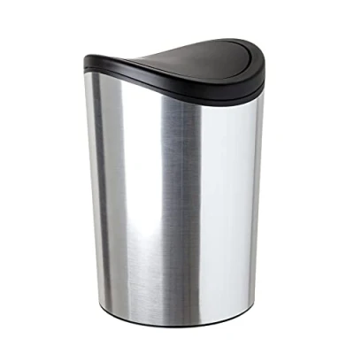 Afbeelding van TATAY Afvalemmer met kanteldeksel, inhoud 6 liter, van polypropyleen, BPA vrij, metallic, afmetingen 19 x 28 cm