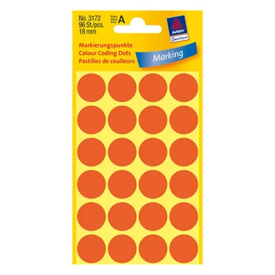 Image de Etiquette Avery Zweckform 3172 rond 18mm rouge vif 96 pcs