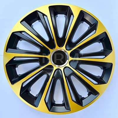 Afbeelding van NRM wieldoppen 16&quot; zwart met gold set van 4 stuks ABS / Duurzaam Resistant