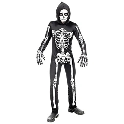 Afbeelding van Widmann Spook &amp; Skelet Kostuum Botten En Beenderen Halloween Kind Zwart / Wit Maat 116 Verkleedkleding