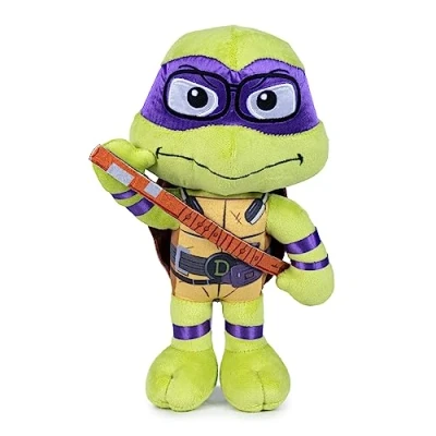 Afbeelding van Famosa Softies Donatello pluche dier van de Ninja Turtles, karakter uit mutante chaos film, meet 30 cm, met paars masker en details, voor jongens meisjes alle leeftijden (760022775)