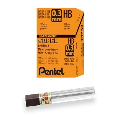 Afbeelding van Potloodstift Pentel 0.3mm zwart per koker HB