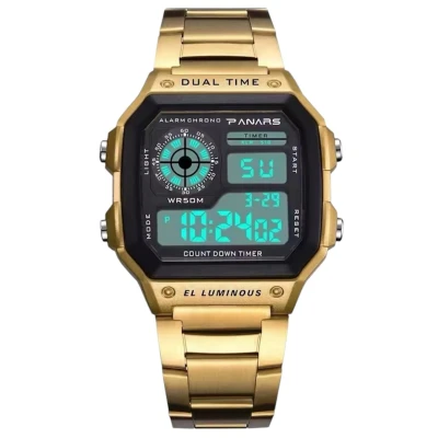 Afbeelding van Panars Digitale Herenhorloge Goud met Zwart