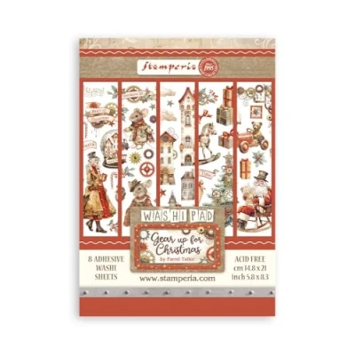 Afbeelding van Stamperia Washi stempel voor scrapbooking, albums, kaarten, bullet journals en meer, lichtdoorlatend, gemakkelijk te snijden, zuurvrij, perfect vrije tijd, knutselen geschenken (Gear up