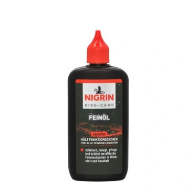 Afbeelding van NIGRIN BIKE CARE Fijne olie, 100 ml fles, precisie mechanische voor hobby en werkplaats, hars zuurvrij, grijs