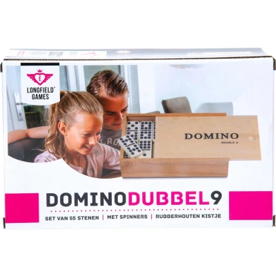 Afbeelding van Domino dubbel 9 met pen/wit.stenen kist